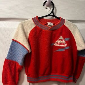 Red 'I'm Trouble' Colorblock Sweatshirt